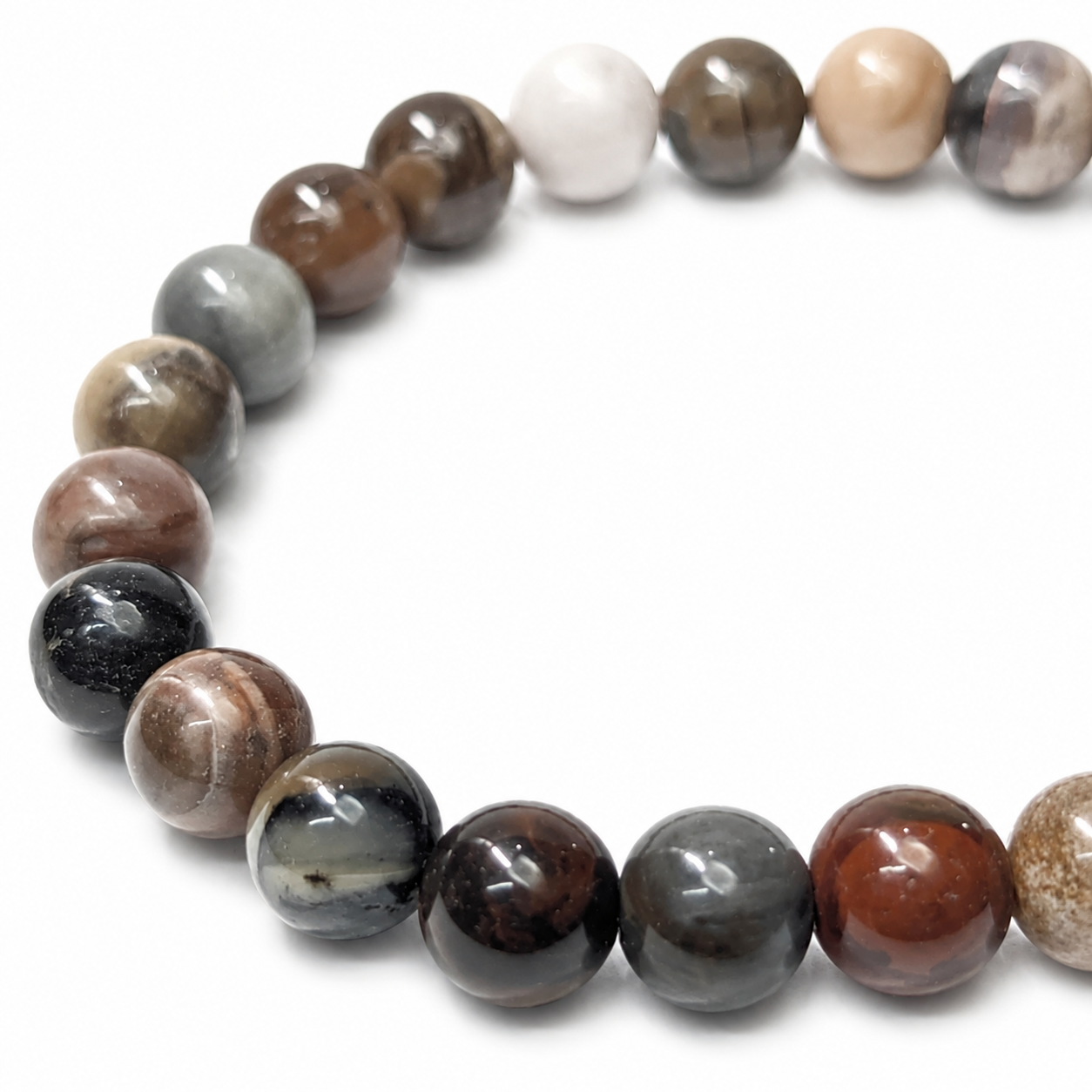 Pulsera Elástica de Madera Petrificada 8 mm