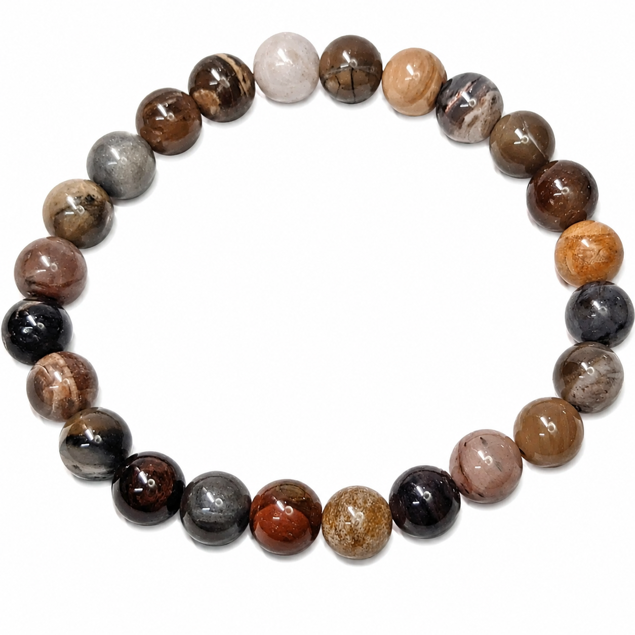 Pulsera Elástica de Madera Petrificada 8 mm